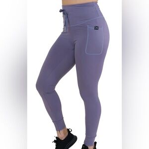 High-Waist Lavender Drawstring Full length Leggings with Pockets
